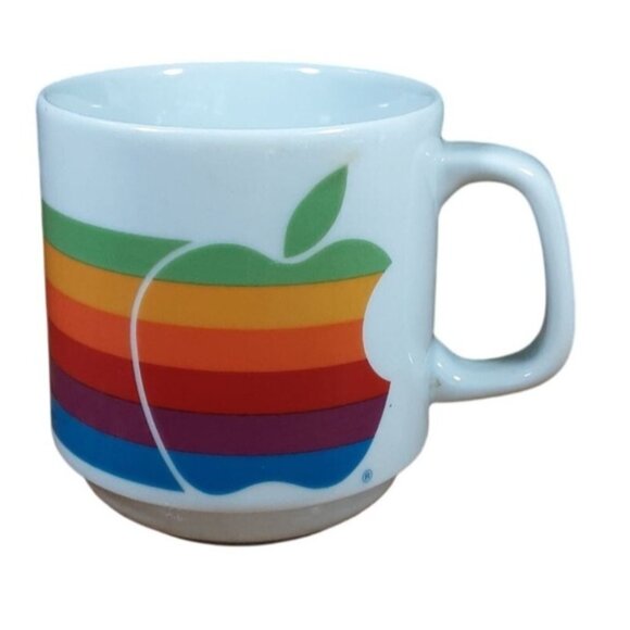 Vintage Apple Computer Logo 80's Mug Papel Rainbow MacIntosh Lisa Coffee Cup - Picture 2 of 14